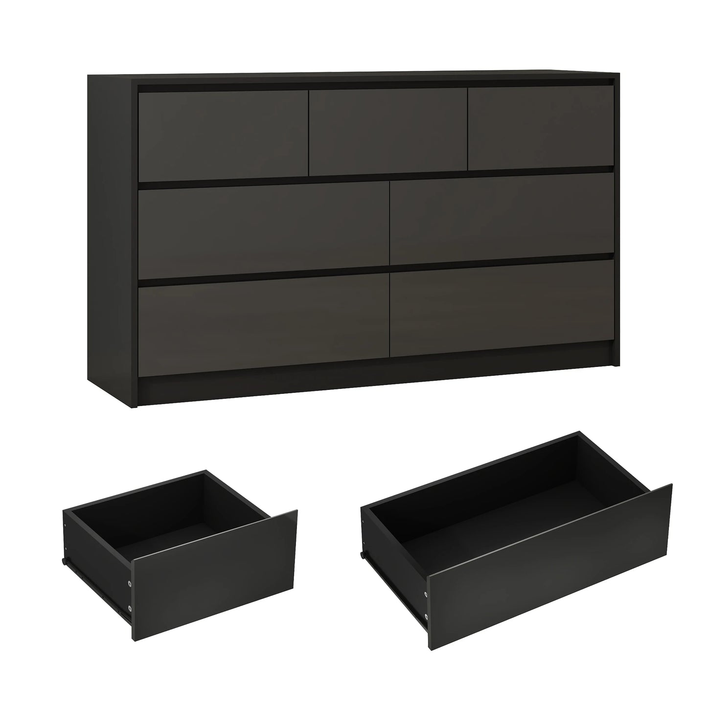 QiaoShiRen 7 Drawer Dresser for Bedroom Modern High Gloss Wood