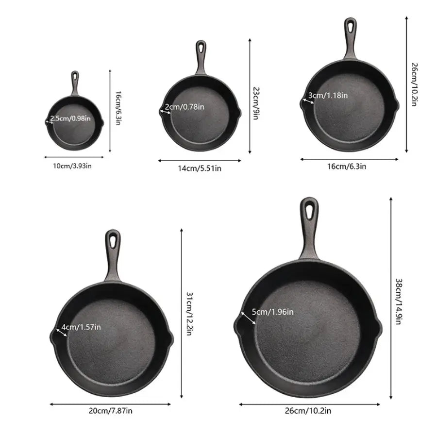 Hign-concerned Cast Iron Skillet Set Without Coating 3 4Pcs