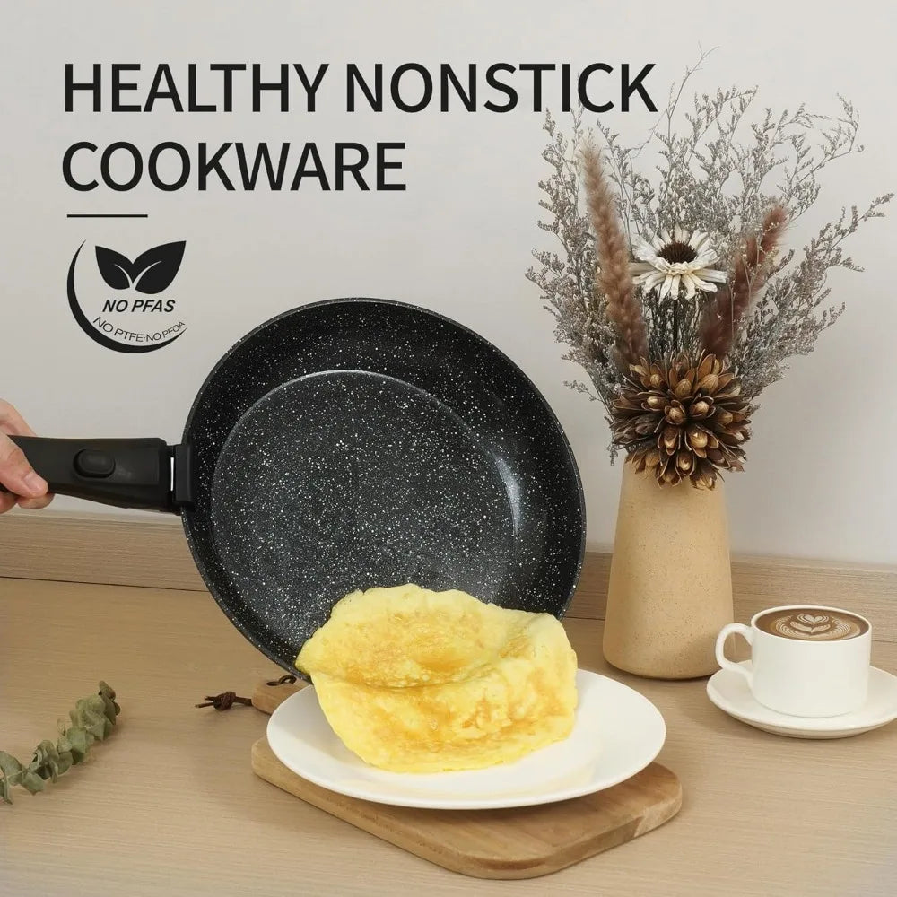 Iosn Ceramic Pots and Pans Set with Detachable Handles