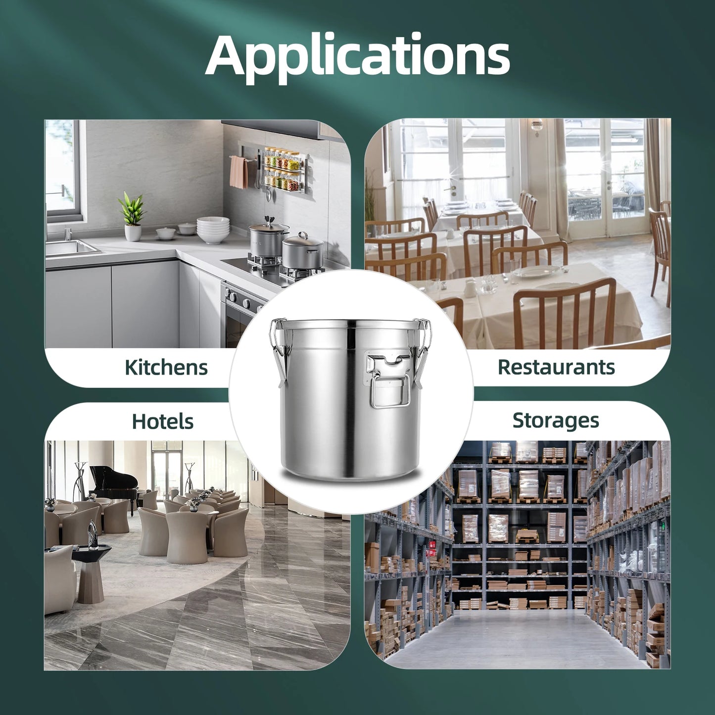 21L Stainless Steel Food Storage Bucket with Airtight Lid