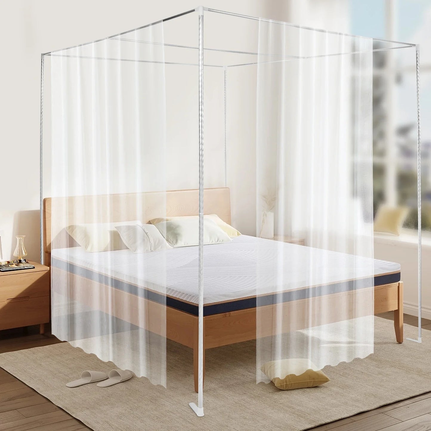 Hign-Concerned Stainless Canopy Bed Frame With Mosquito Net
