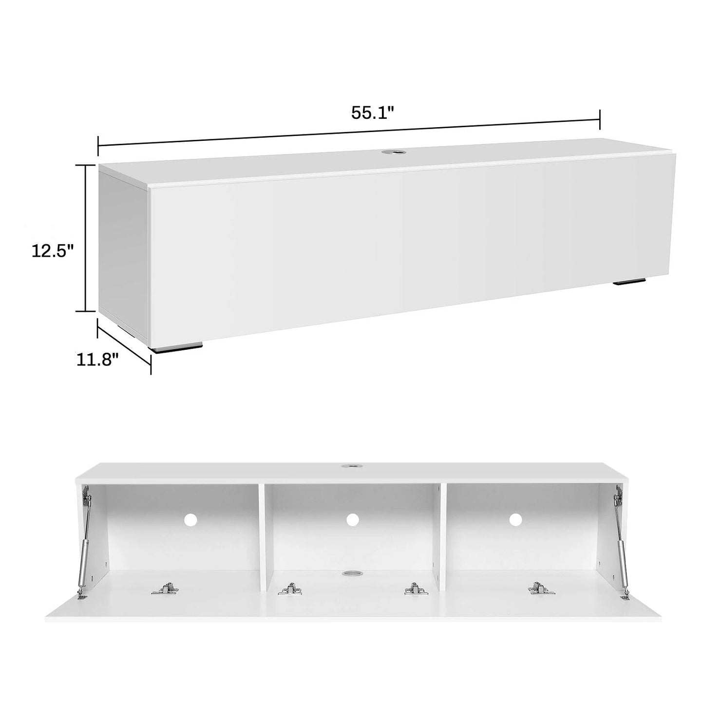 Floating Wall Mounted TV Stand With LED Lighting White