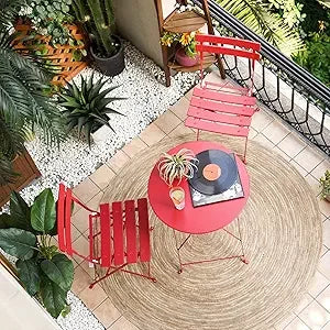 Abo 3 Piece Folding Bistro Set Outdoor Patio Table Chairs