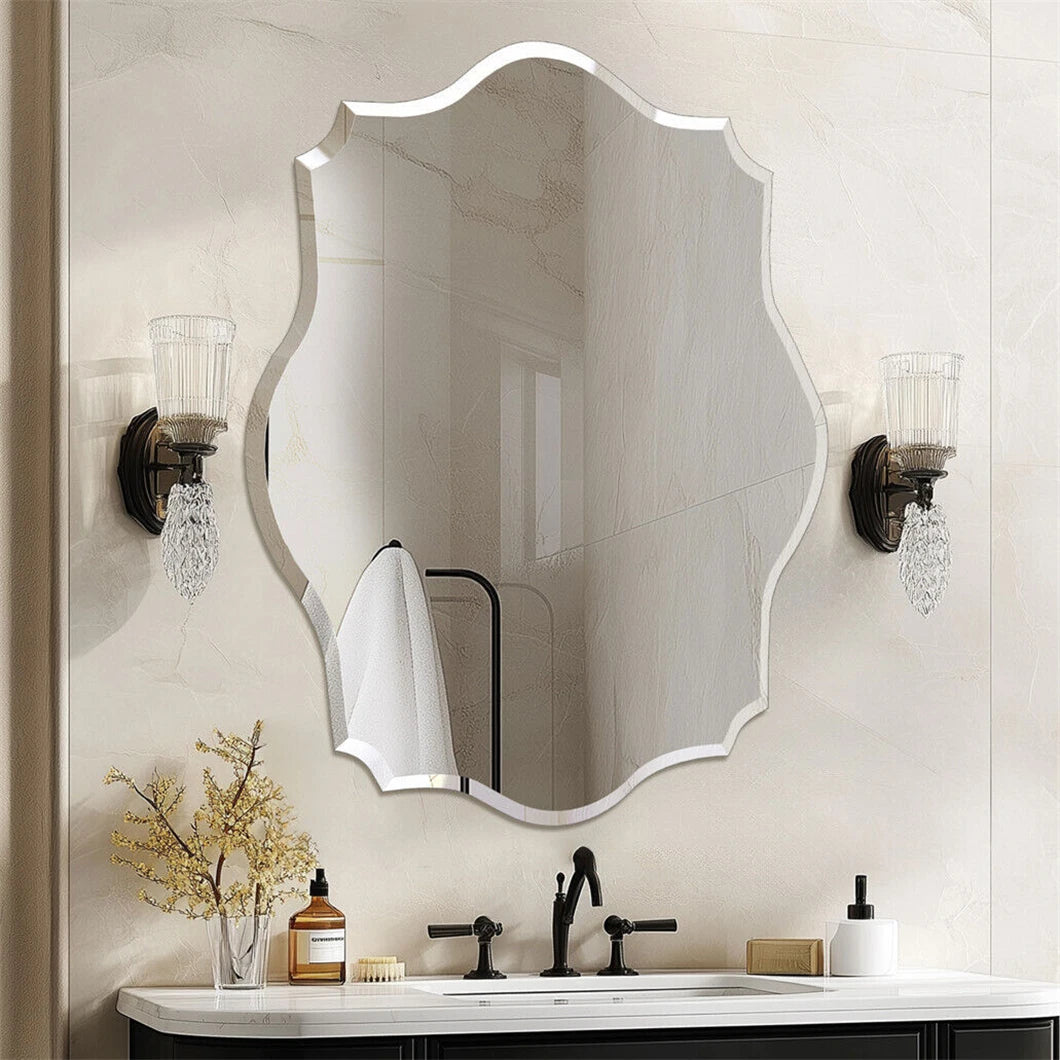 Borwart Frameless Oval Wall Mirror Beveled Edge Bathroom