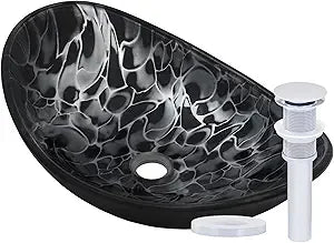 MNO G1308210 Oval Tempered Glass Vessel Bathroom Sink