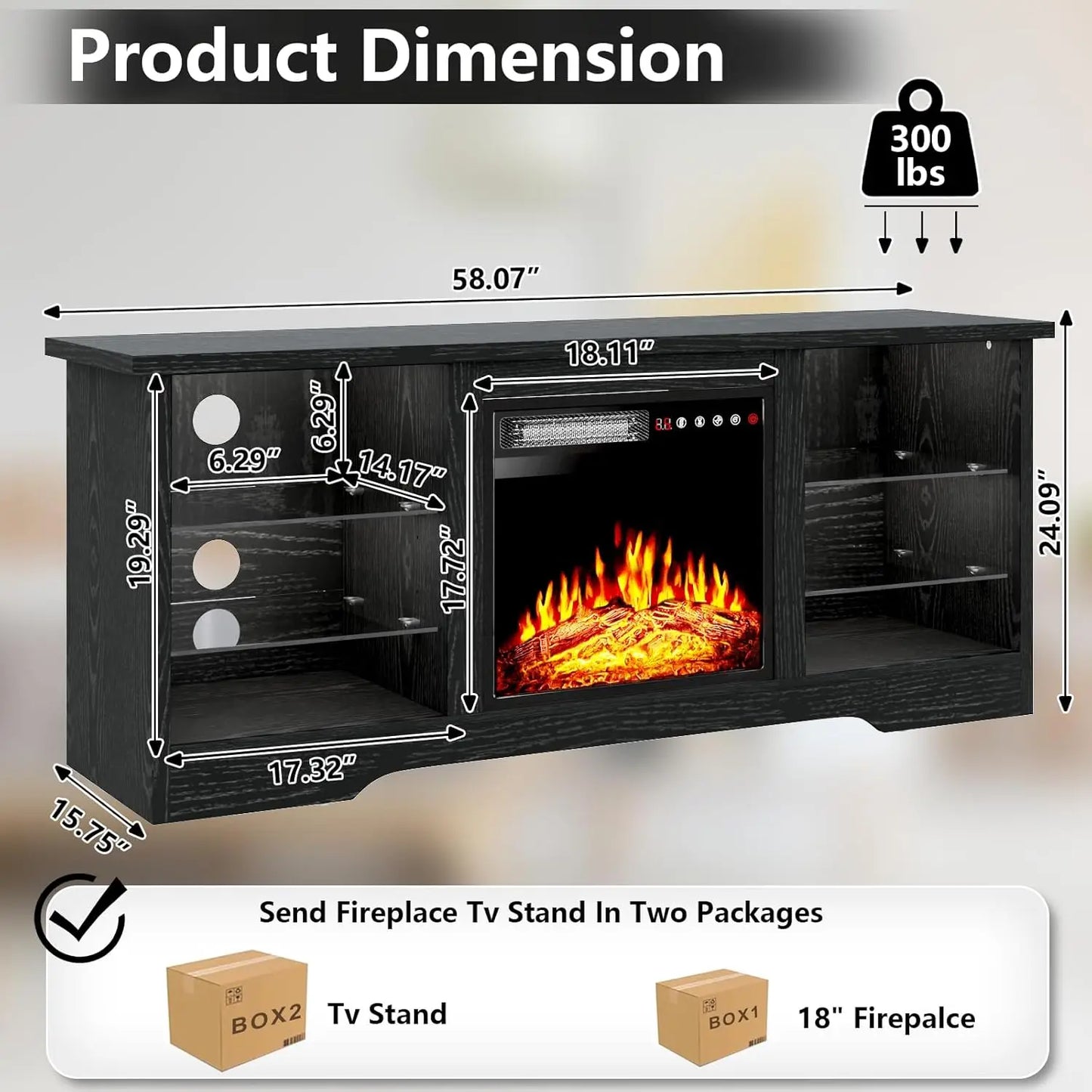 XMSJ Fireplace TV Stand Modern Entertainment Center