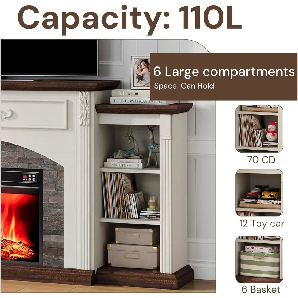 Electric Fireplace With Mantel TV Stand Modern Center