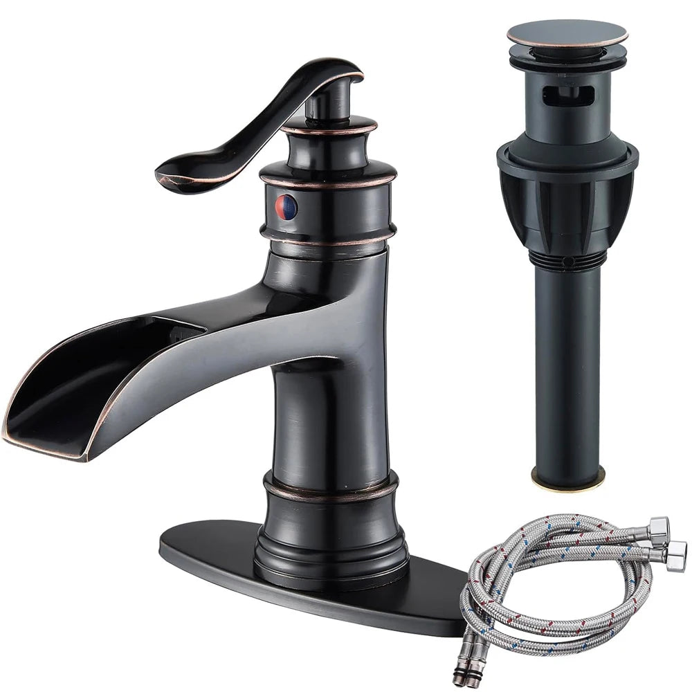 Quyanre Waterfall Faucet Single Handle Lavatory Mixer