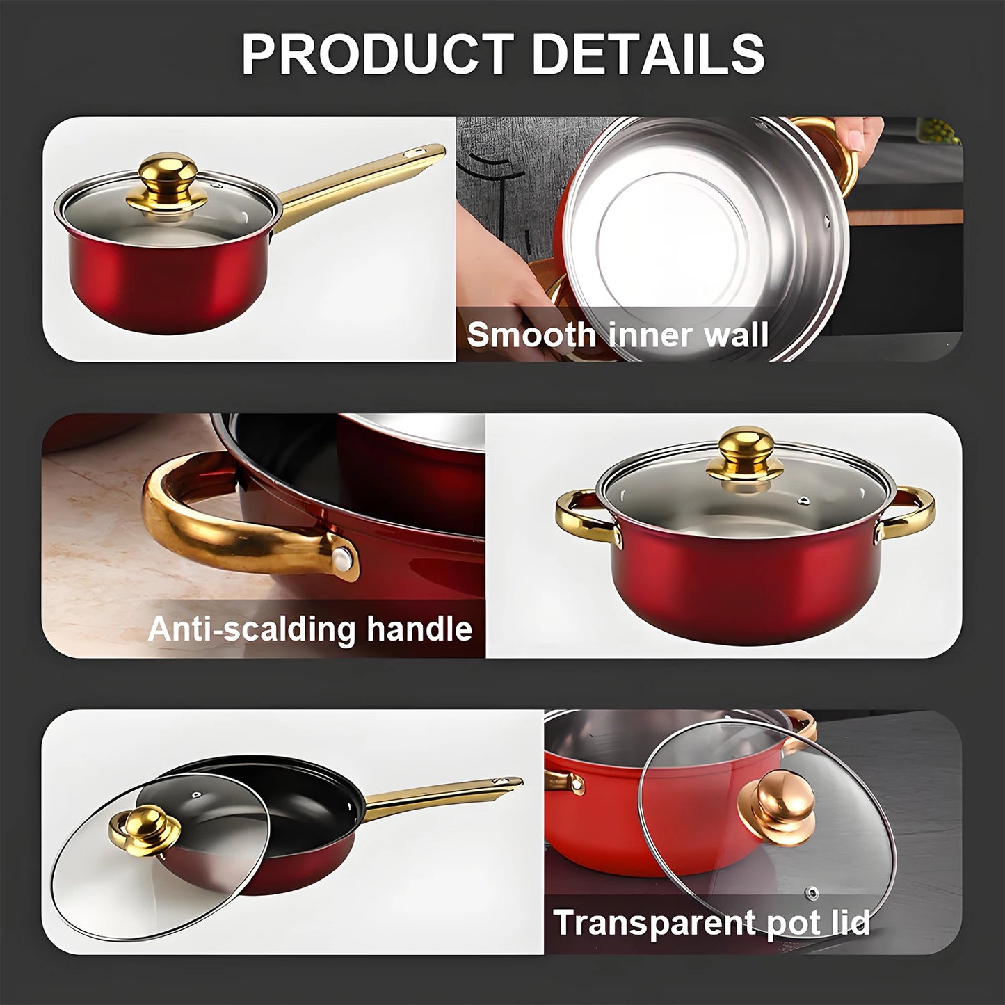 Feature Stainless Steel Cookware Set With Nonstick