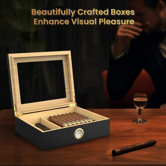 Handmade Wooden Cigar Humidor Desktop 20 To 30 Count