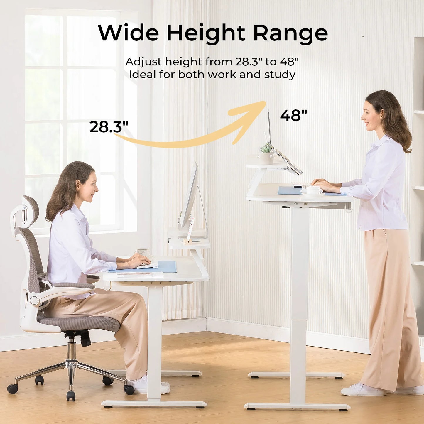 Folded Electric Standing Desk With Drawers Sit Stand Desk