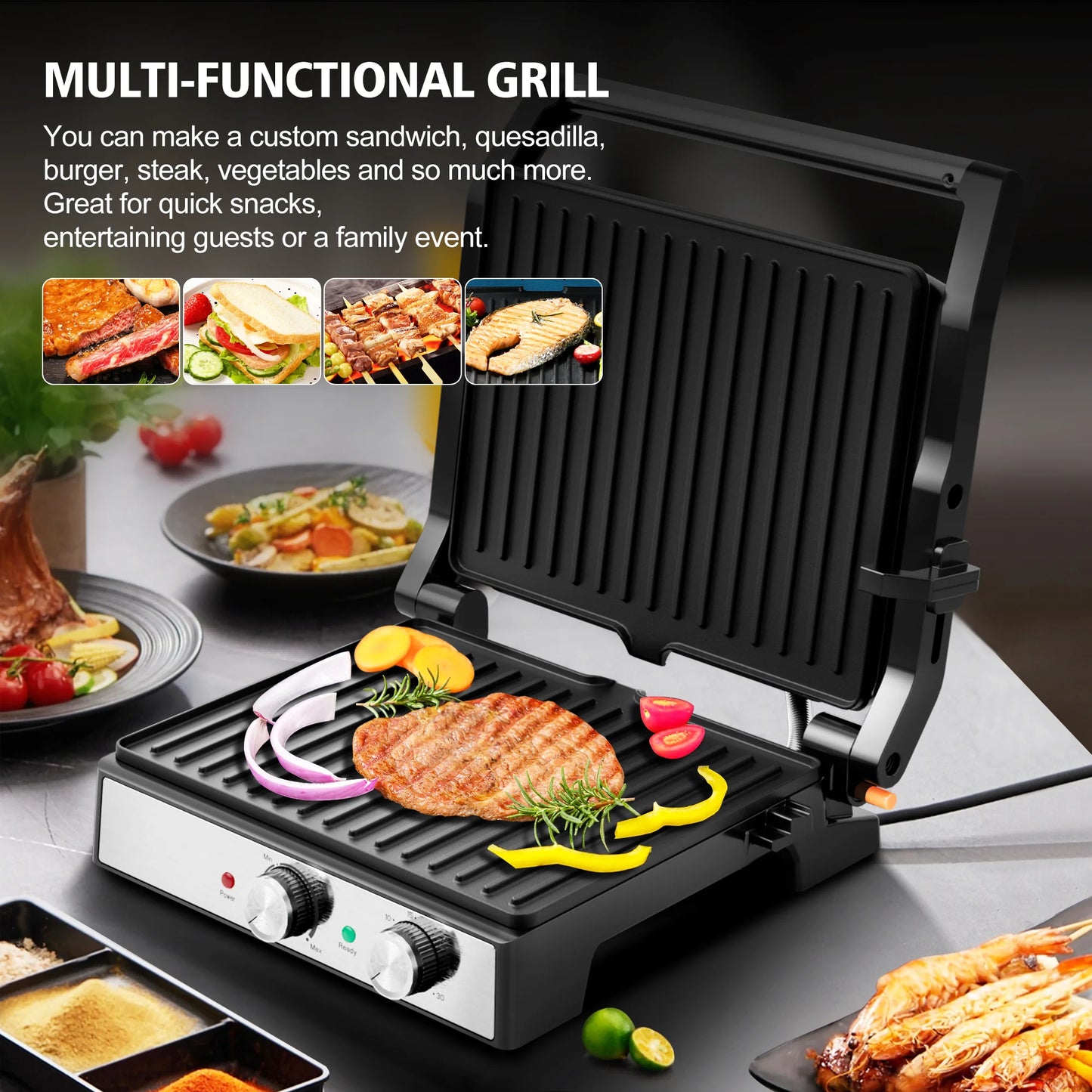 CACHOO Panini Grill Press With Nonstick Surface 180 Degree