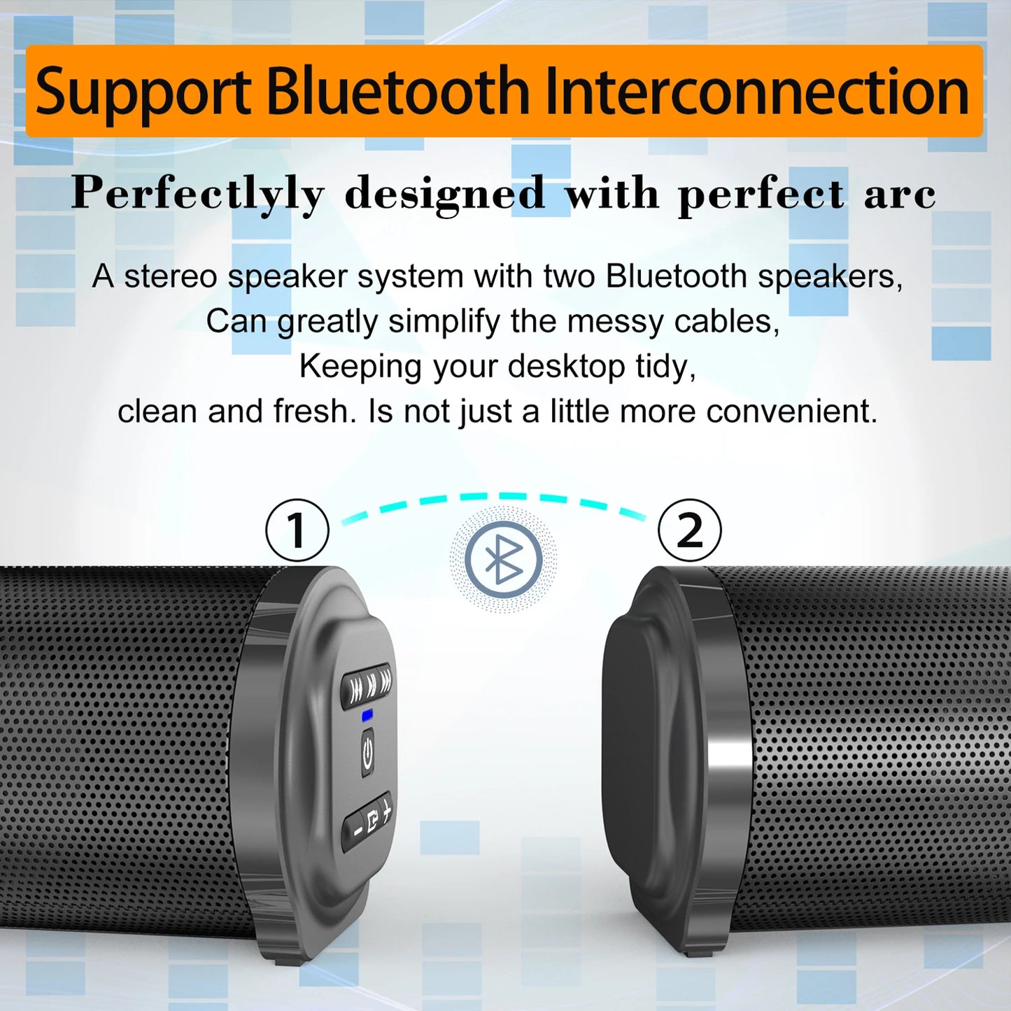 Wireless Bluetooth Soundbar For PC TV Home Theater 2 Channel