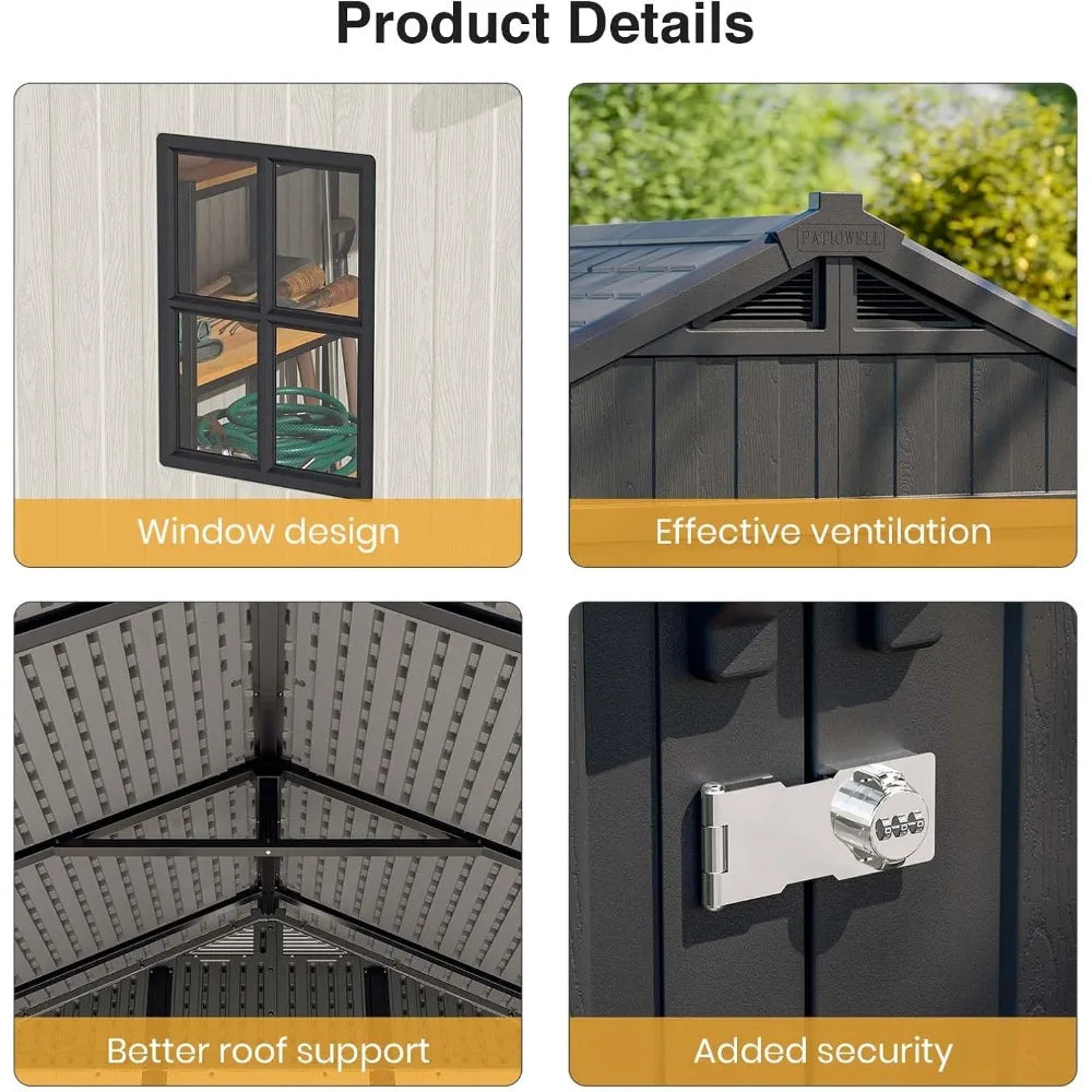 Hign-concerned Plastic Storage Shed With Floor Window