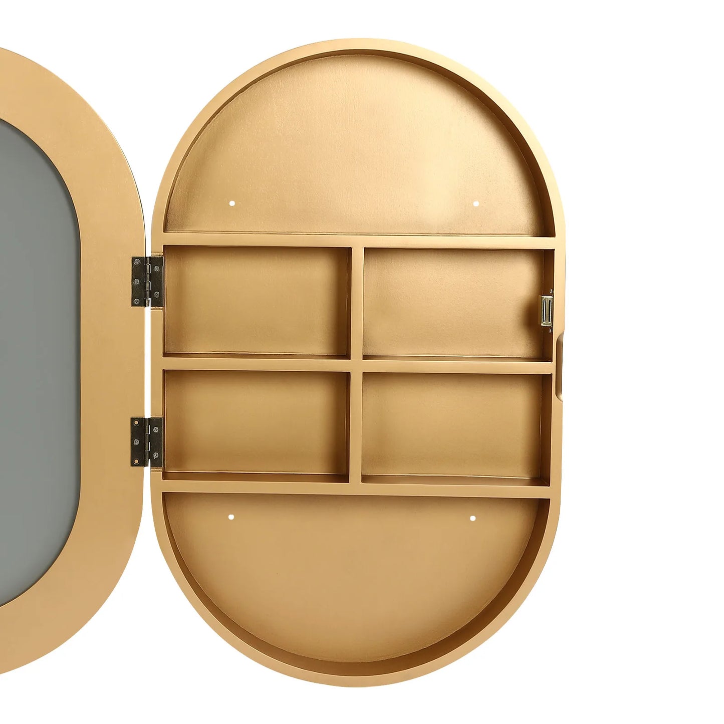 3-Tier Wall Mounted Mirror Cabinet Oval Cabinet Bathroom Mirror for Storage