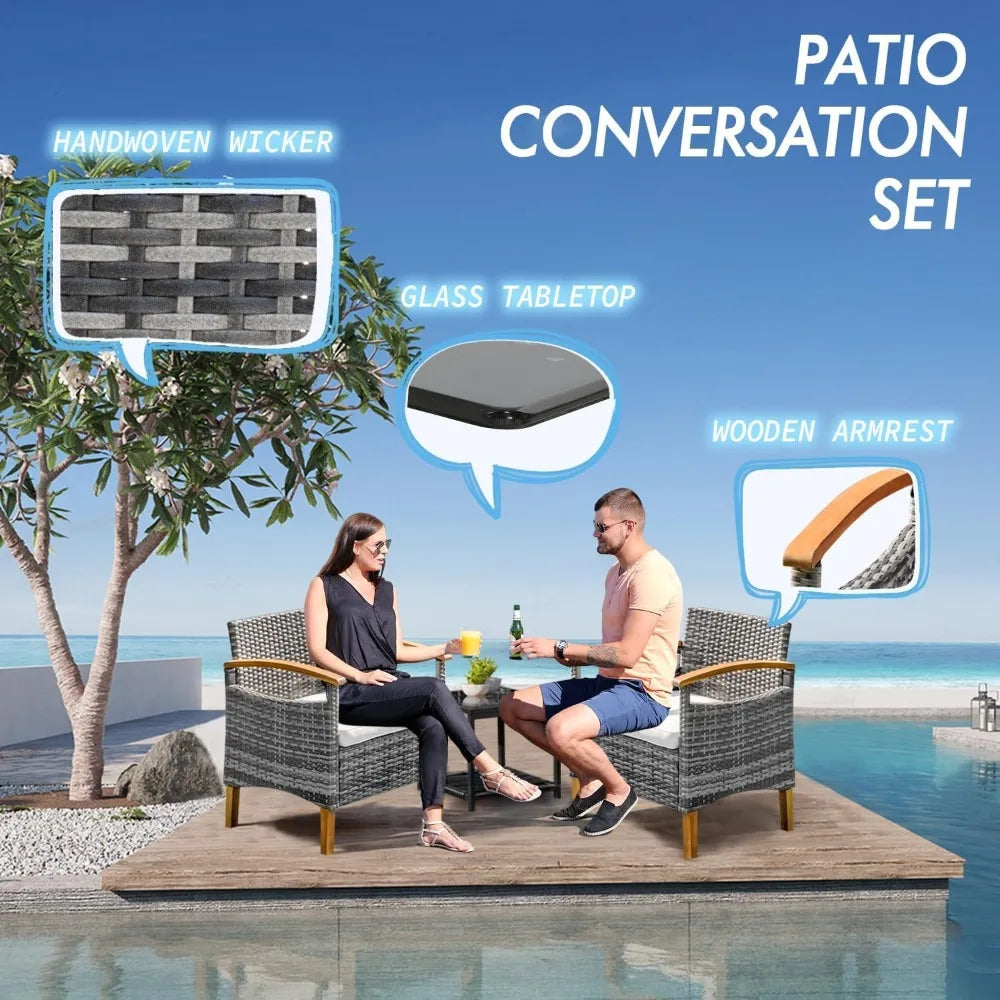 Zuiyu 3 Piece Outdoor Patio Furniture Set With Table Chairs
