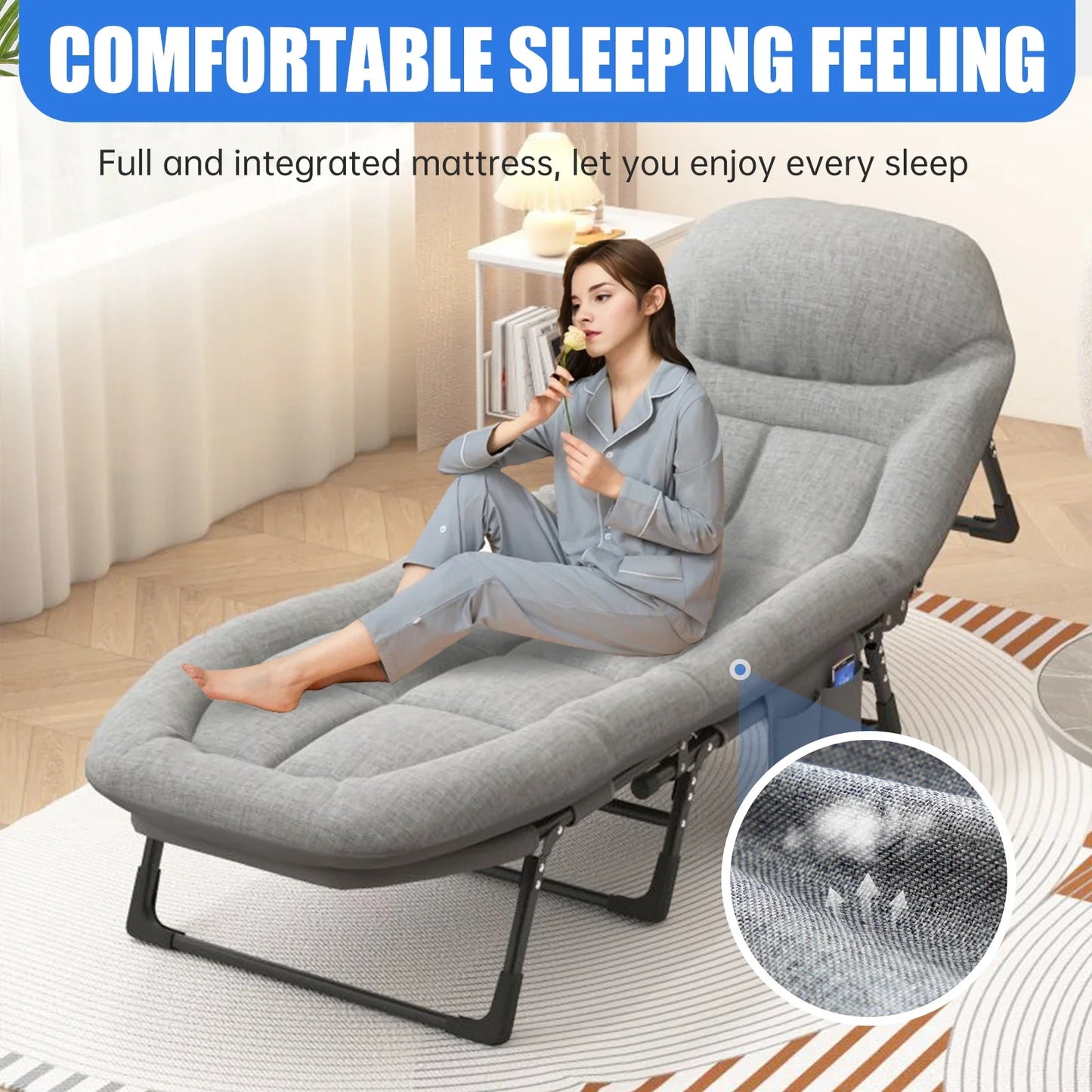 Snozeflex American Folding Bed Single Sofa Nap Lounge Chair