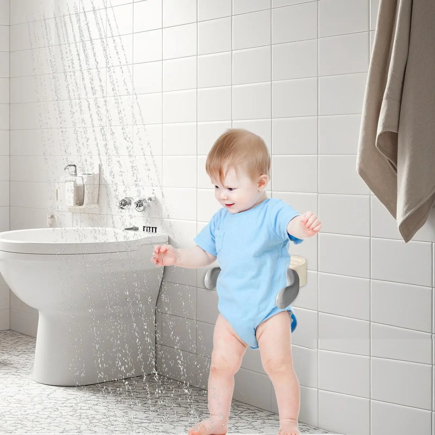 Wall Mounted Baby Shower Stand for Safe Bathing Support
