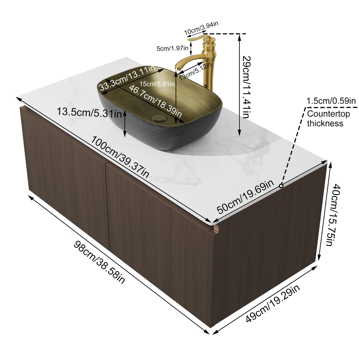 Hign Concerned Modern Floating Bathroom Vanity Sink Combo