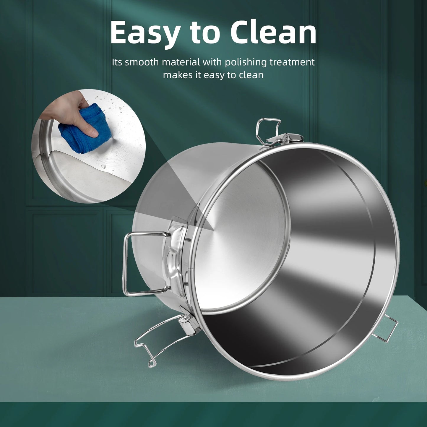 21L Stainless Steel Food Storage Bucket with Airtight Lid