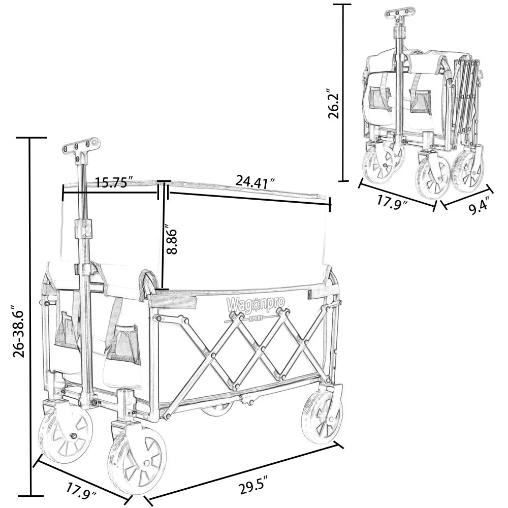 Feature Expandable Dual Layer Utility Wagon With Storage