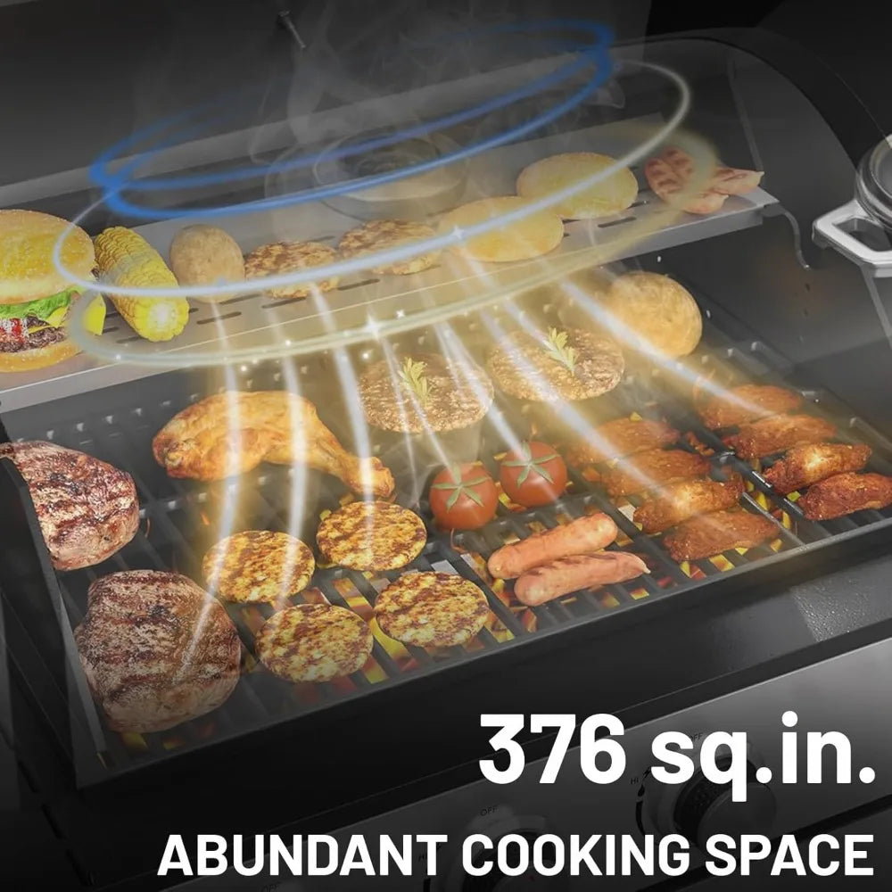 Three Burner Propane Gas BBQ Grill 40500 BTU Rain Cover