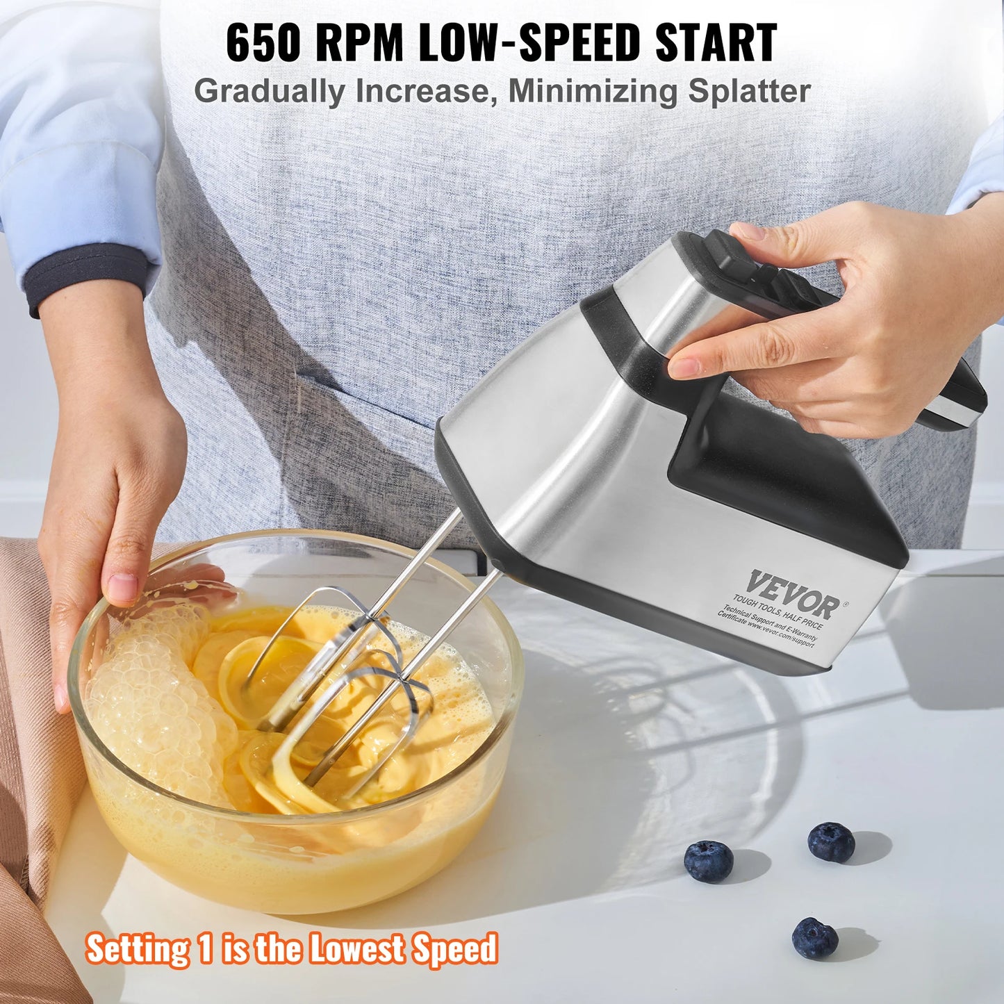 VEVOR Cordless Electric Hand Mixer Whipping Eggs and Cream