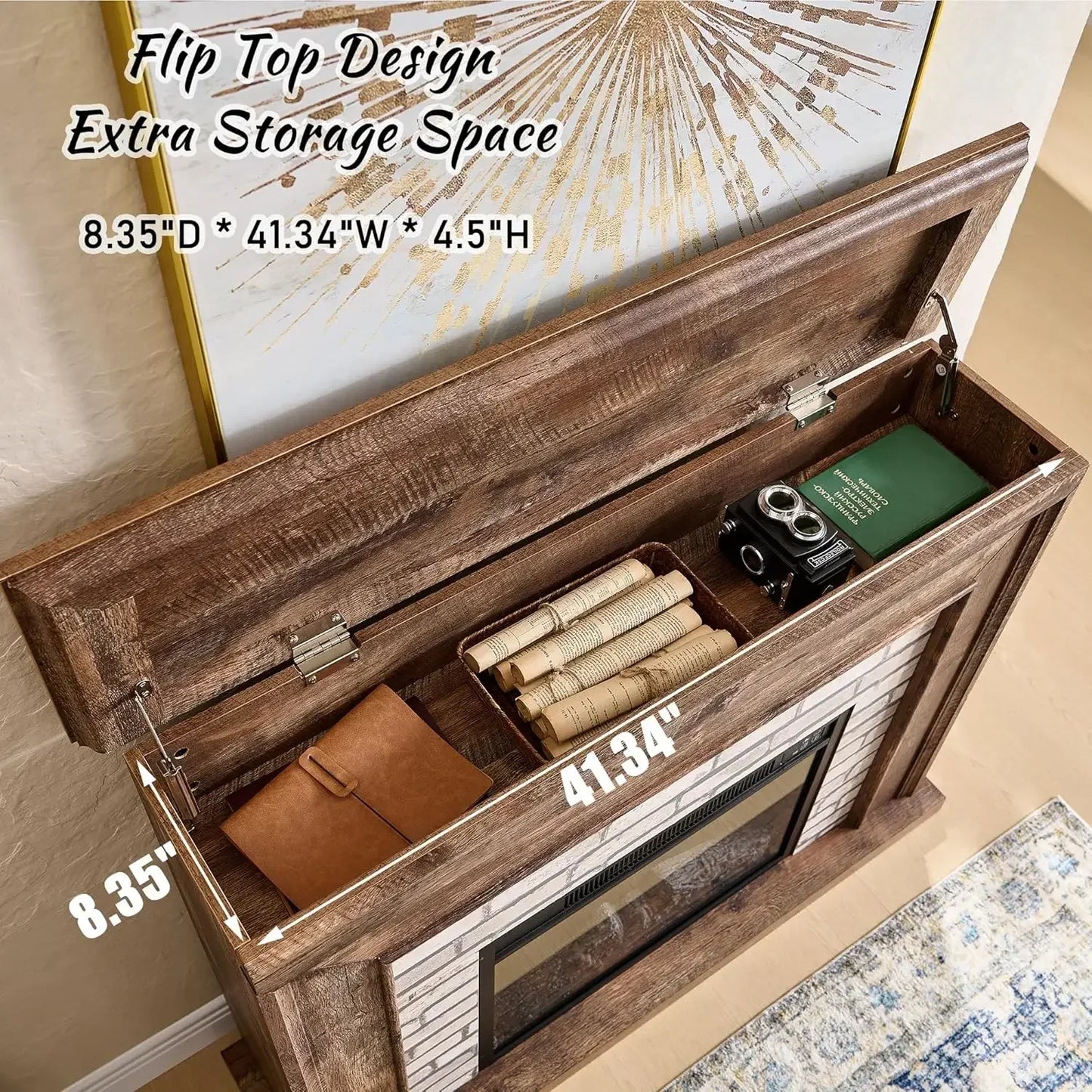 XMSJ Electric Fireplace Mantel TV Stand With Remote