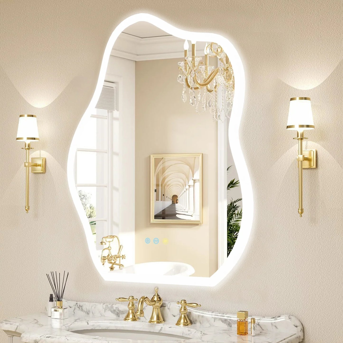 Feature LED Bathroom Mirror Backlit Dimmable Defogging