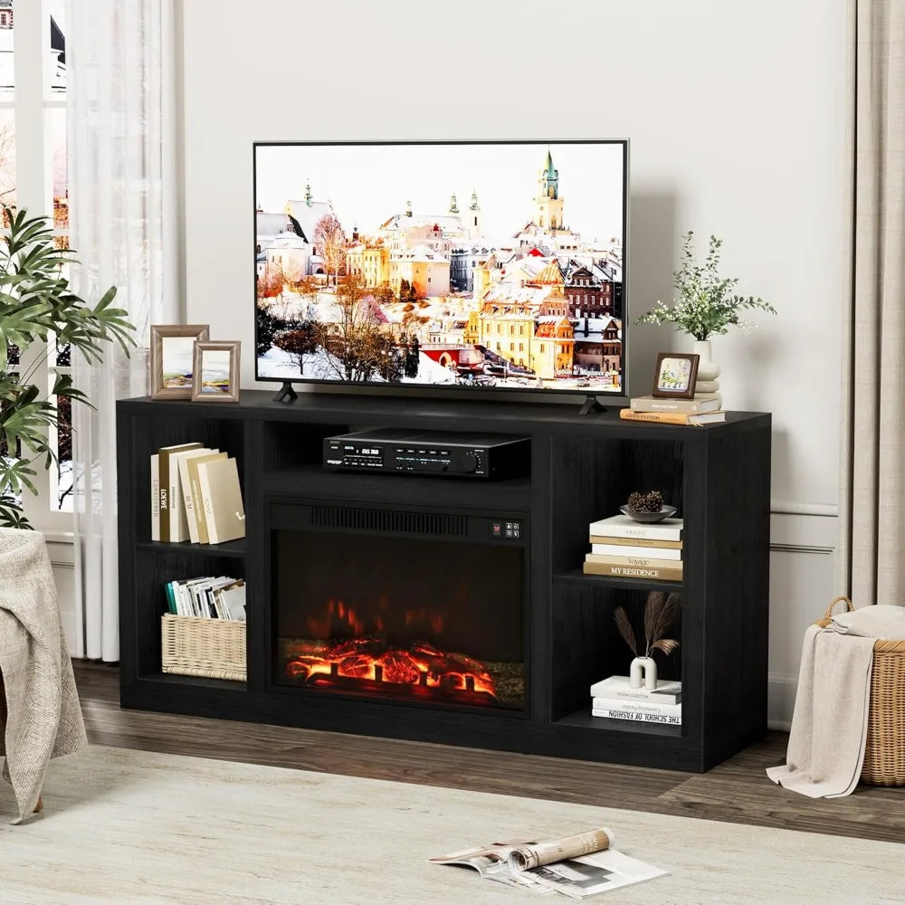 Fireplace TV Stand Farmhouse Entertainment Center Electric