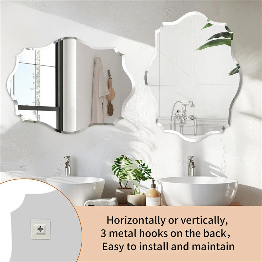 Borwart Frameless Oval Wall Mirror Beveled Edge Bathroom