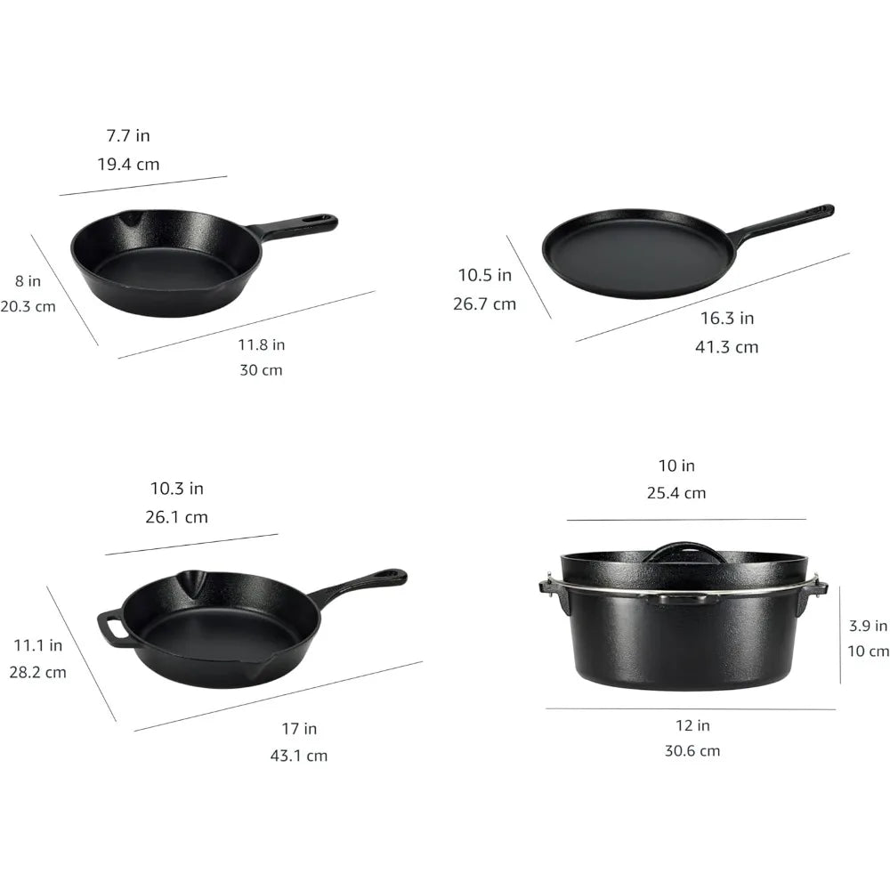 Amazon Basics Cast Iron Preseasoned 5 Piece Cookware Set