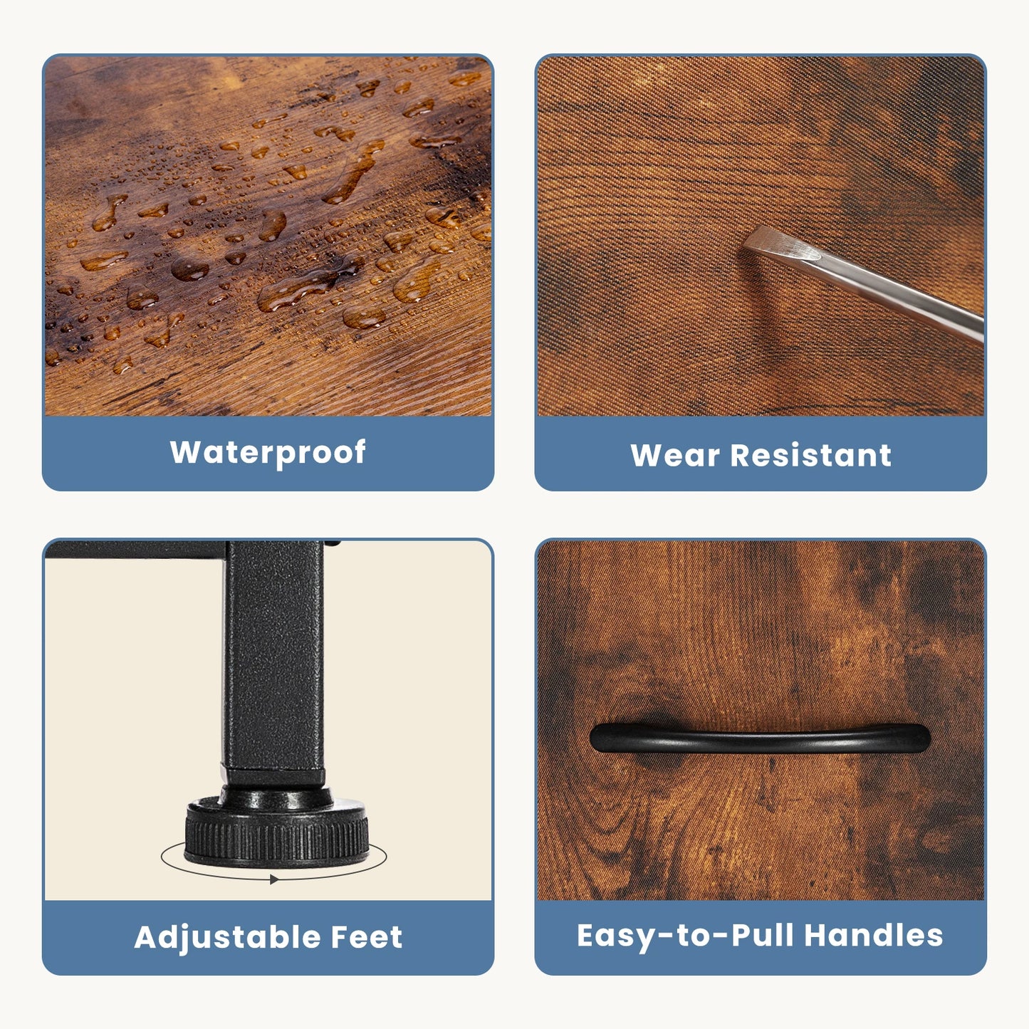 JHK Fireplace TV Stand Dresser With 5 Fabric Drawers