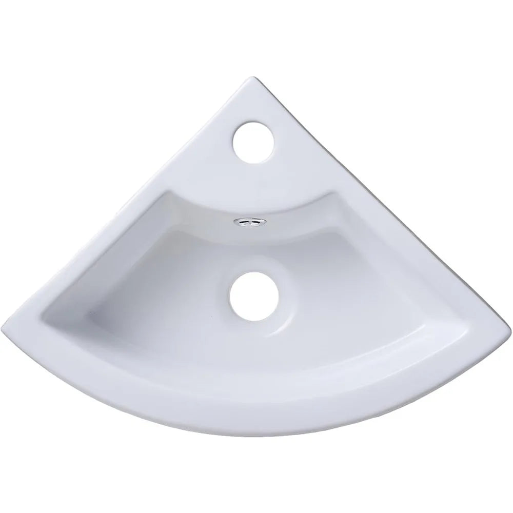 VAPSINT Wall Mount Corner Sink Ceramic Vessel With Overflow