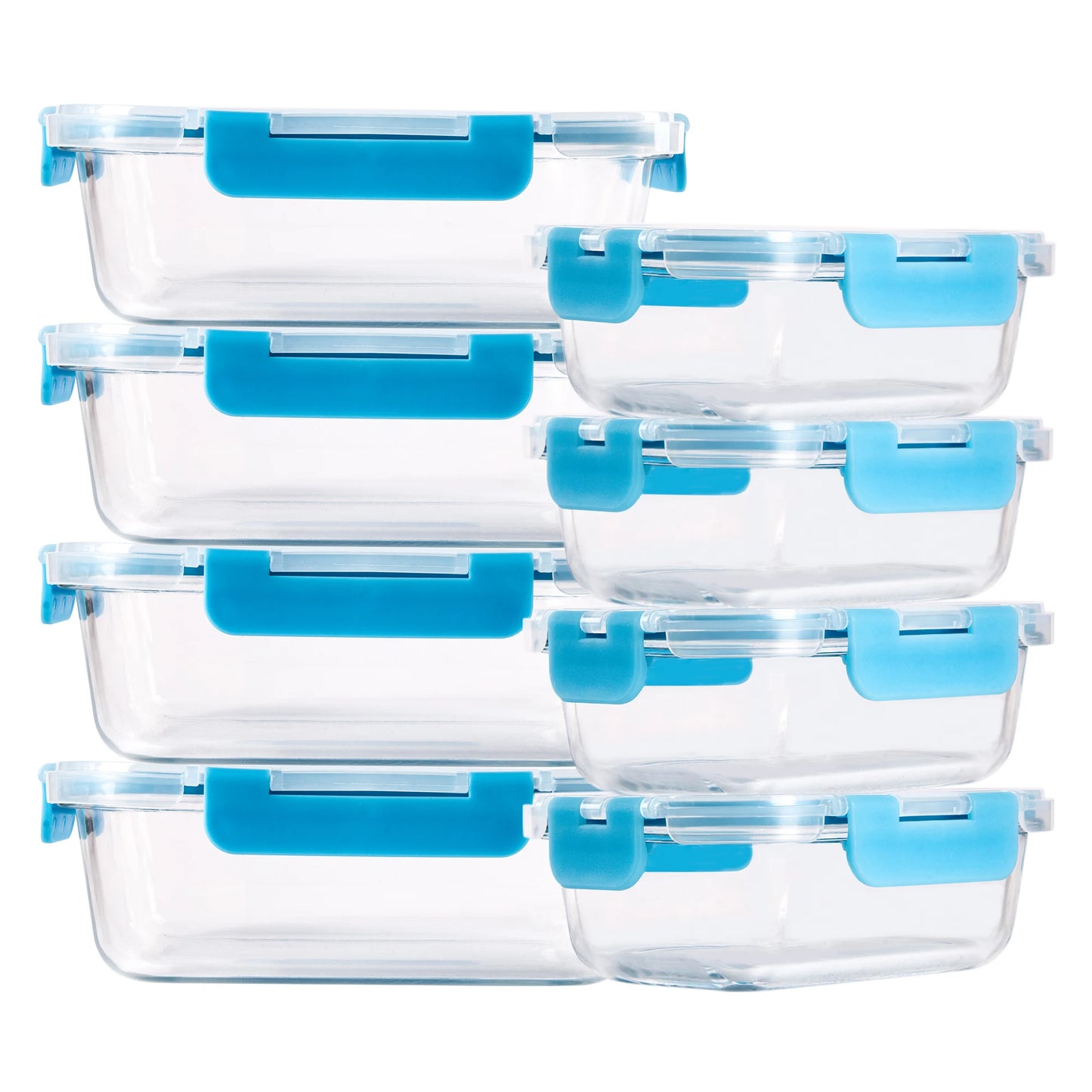 8 Piece Borosilicate Glass Food Storage Containers Set Leakproof Lids