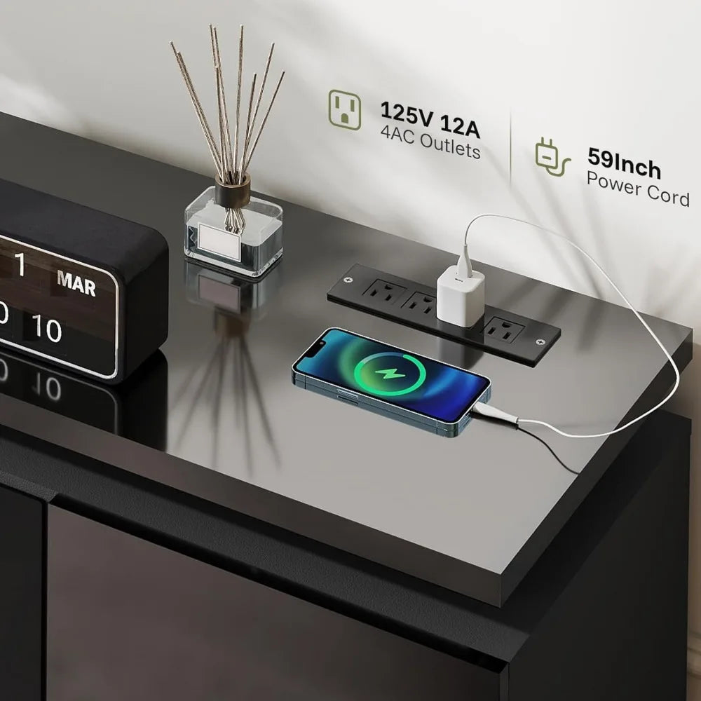 Angduo Fireplace TV Stand With RGB LED Lighting And Outlets