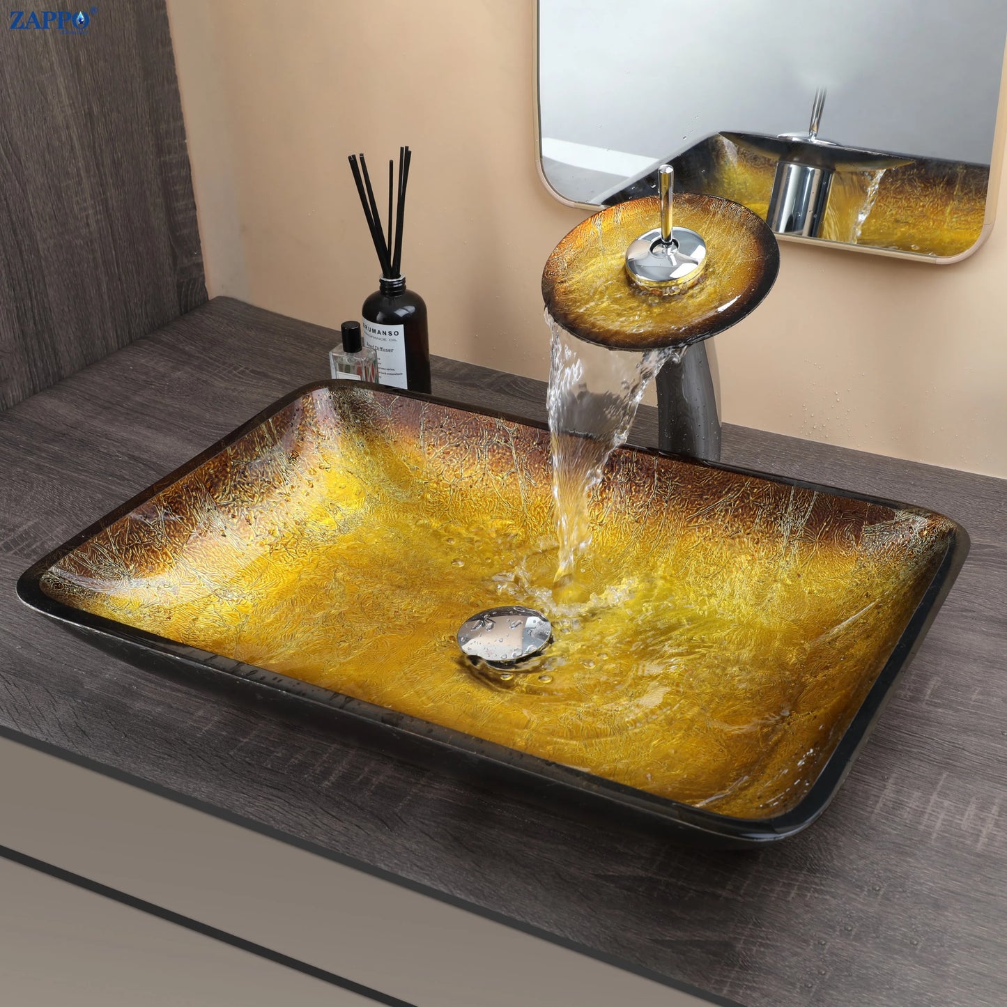 Torayvino Tempered Glass Basin Sink With Faucet Tap