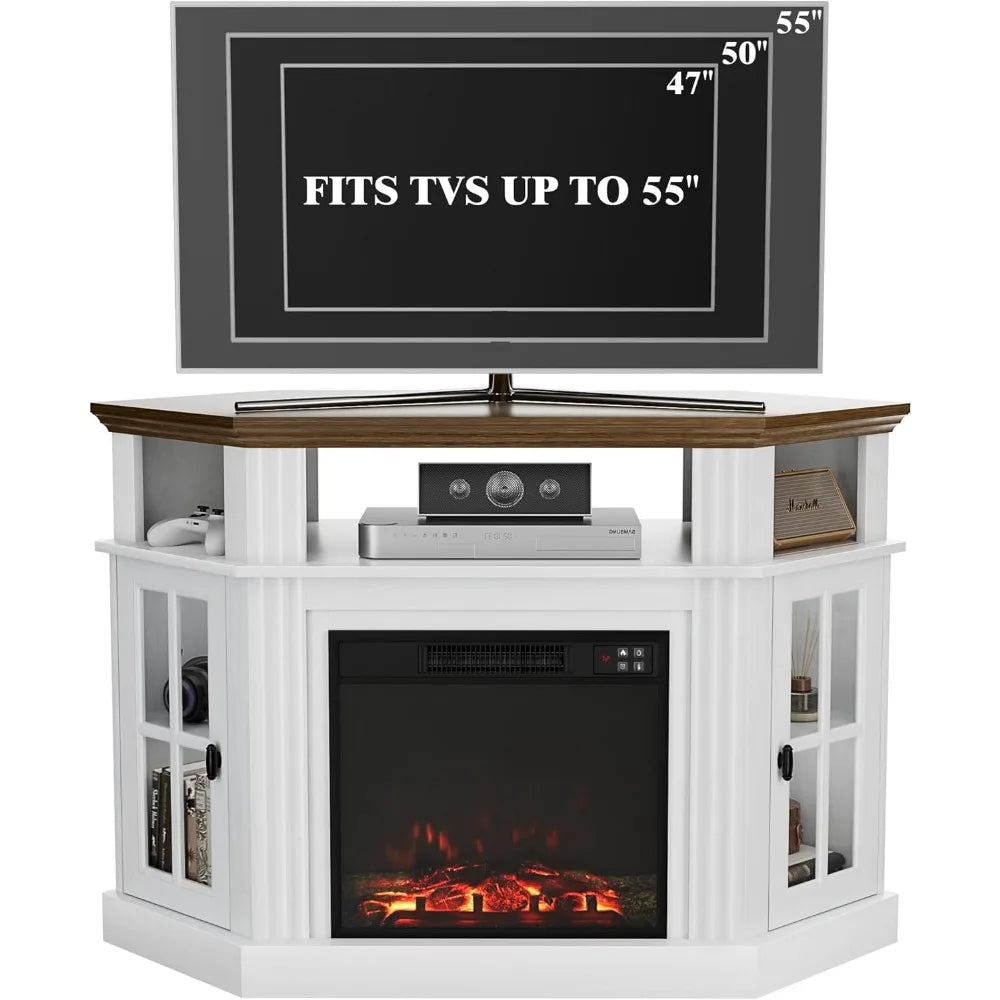 Color Fireplace Corner TV Stand With Electric Fireplace