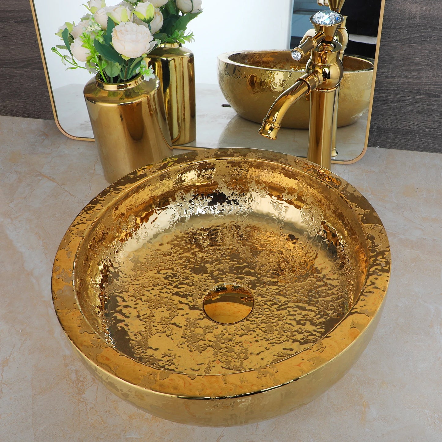 Torayvino Vessel Sink With Faucet Drain Ceramic Bathroom