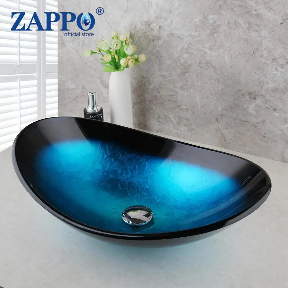 Torayvino Glass Bathroom Vessel Sink With Waterfall Faucet