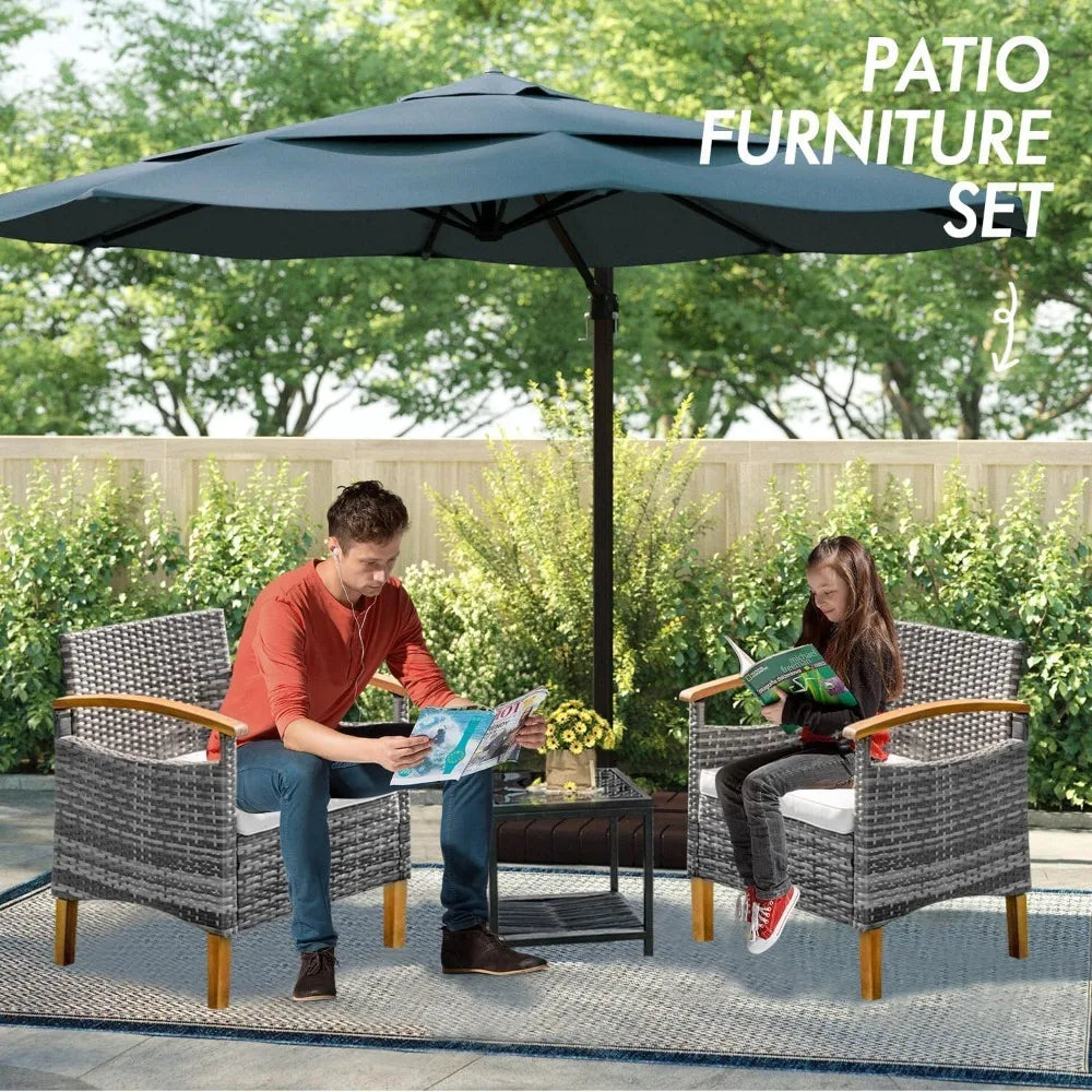 Zuiyu 3 Piece Outdoor Patio Furniture Set With Table Chairs