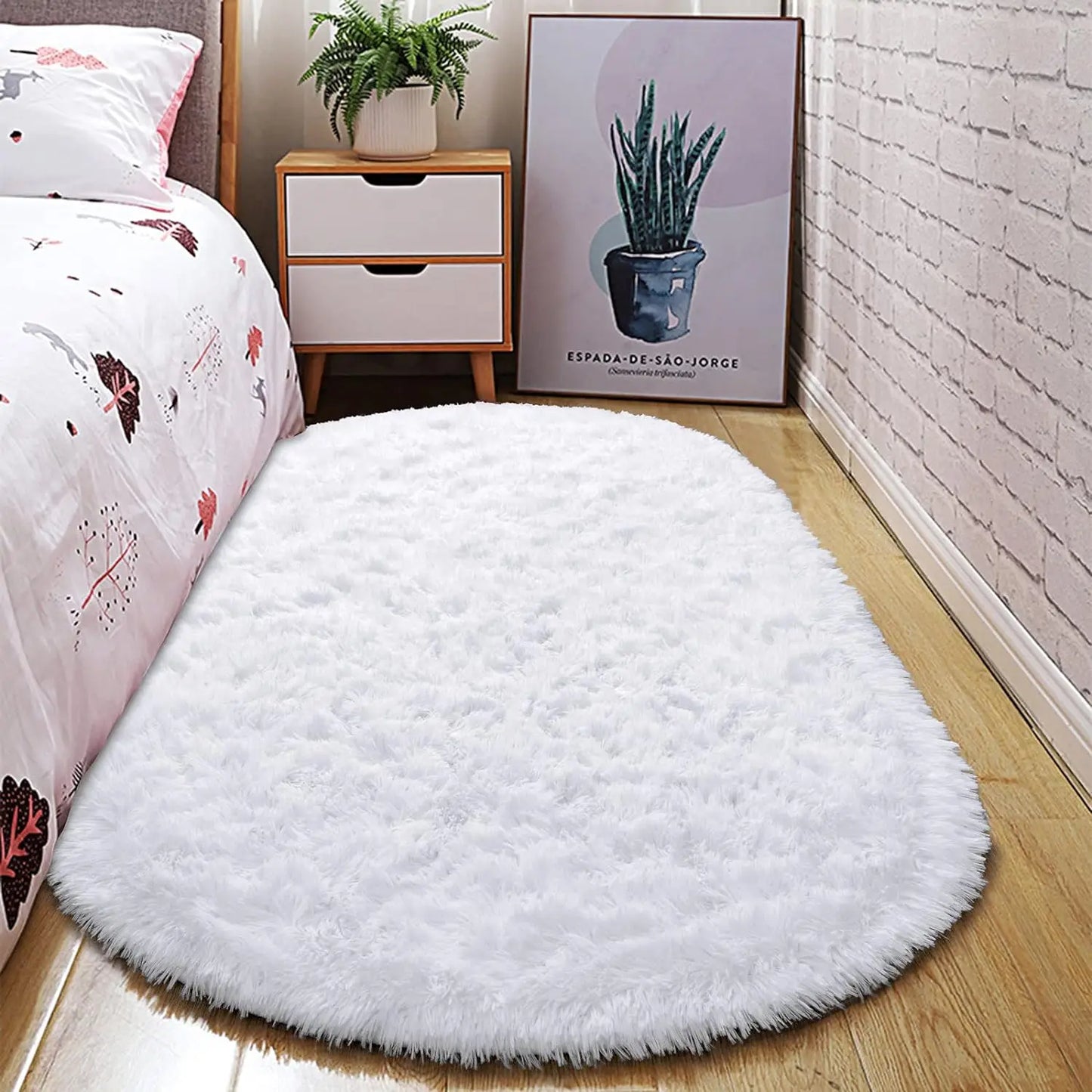 Oval Fluffy Ultra Soft Area Rugs for Bedroom Plush Shaggy Carpet for Kids Room Bedside Nursery Mats, 2.6 x 5.3ft