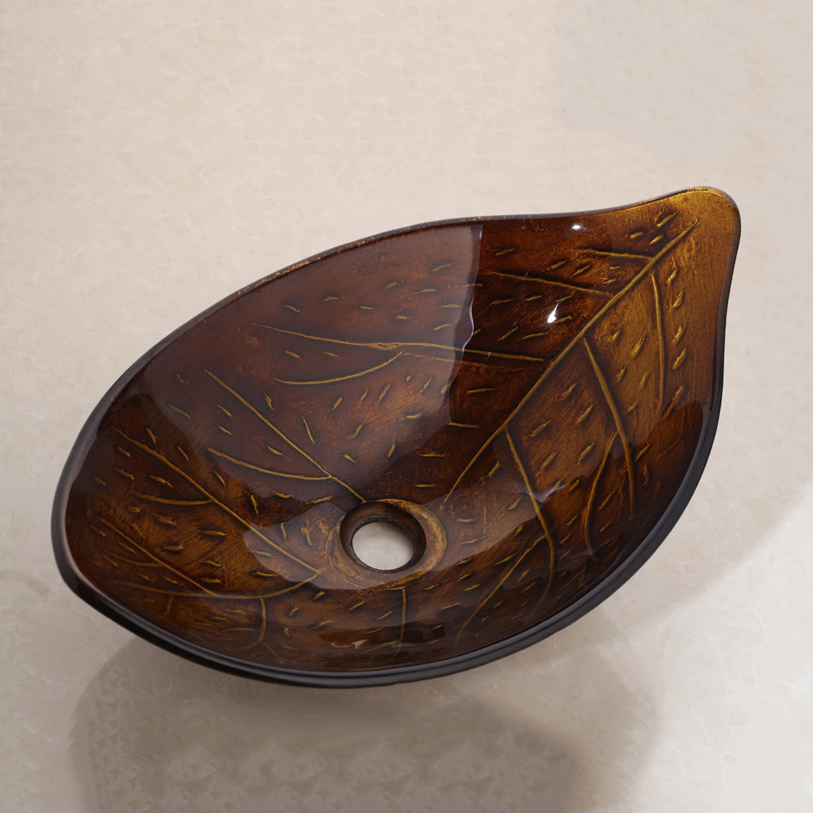 Yanksmart Leaf Style Glass Bathroom Basin Faucet Set