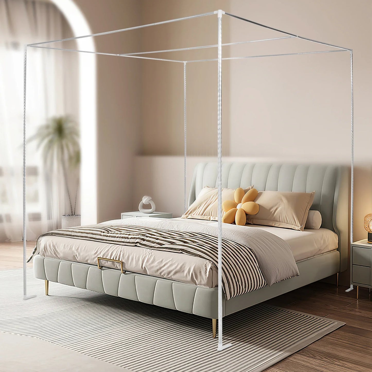Hign-Concerned Stainless Canopy Bed Frame With Mosquito Net