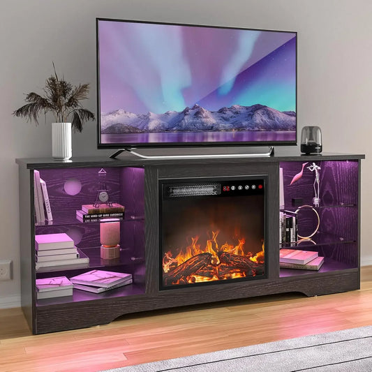 XMSJH Fireplace TV Stand Modern Entertainment Center