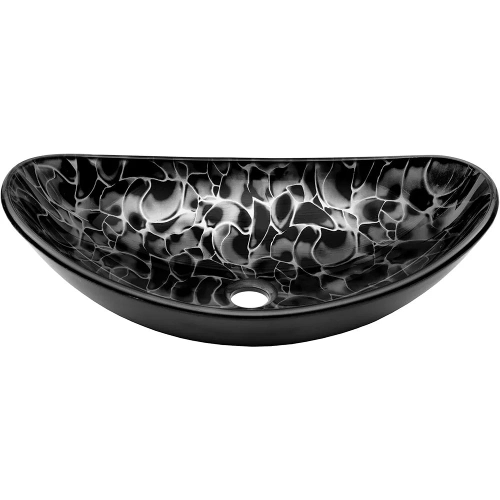 MNO G1308210 Oval Tempered Glass Vessel Bathroom Sink