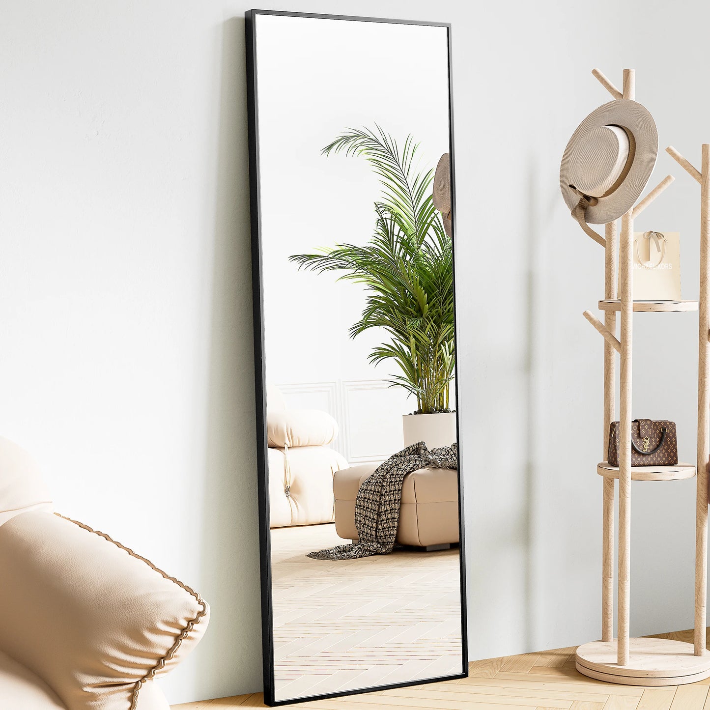 Full Body Wall Mirror with Aluminum Frame for Elegant Home Decor