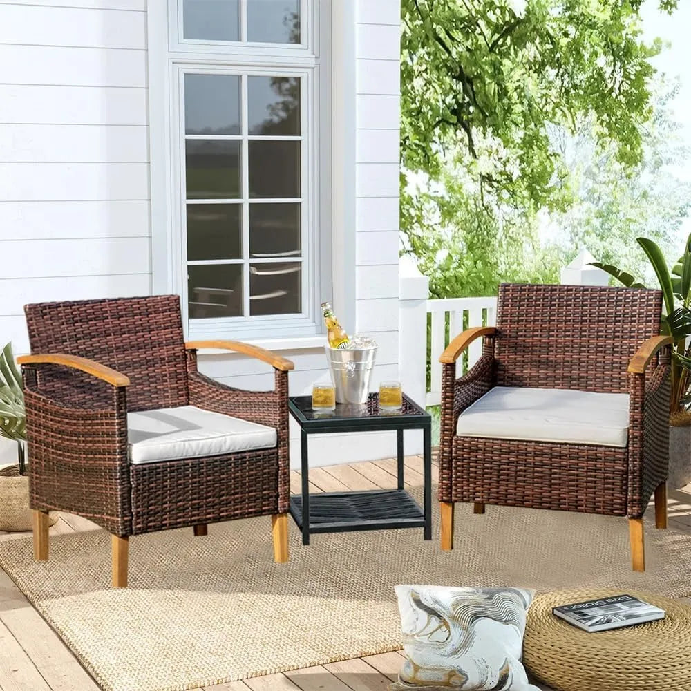 ZUIYU 3 Piece Outdoor Patio Furniture Set With Table