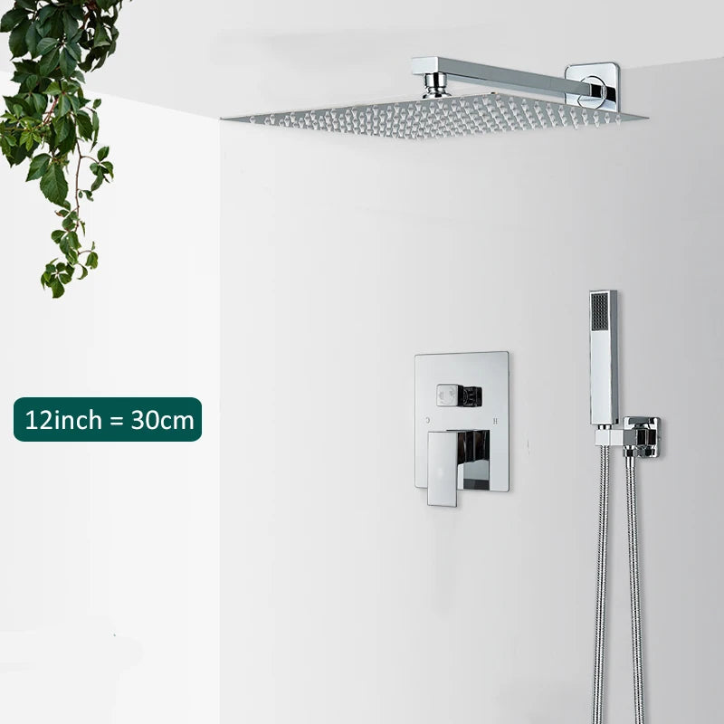 Quyanre Concealed Shower Faucet System 2 Way Rainfall Mixer