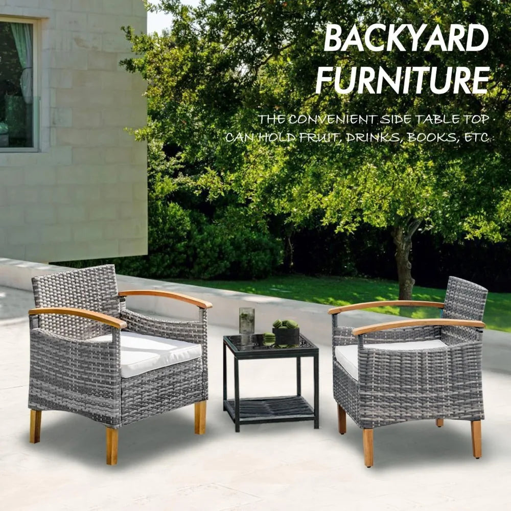 Zuiyu 3 Piece Outdoor Patio Furniture Set With Table Chairs